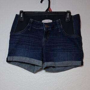 Isabel‎ Maternity Denim Shorts Size 2/26 Blue Cuffed Hem Stretch Waist